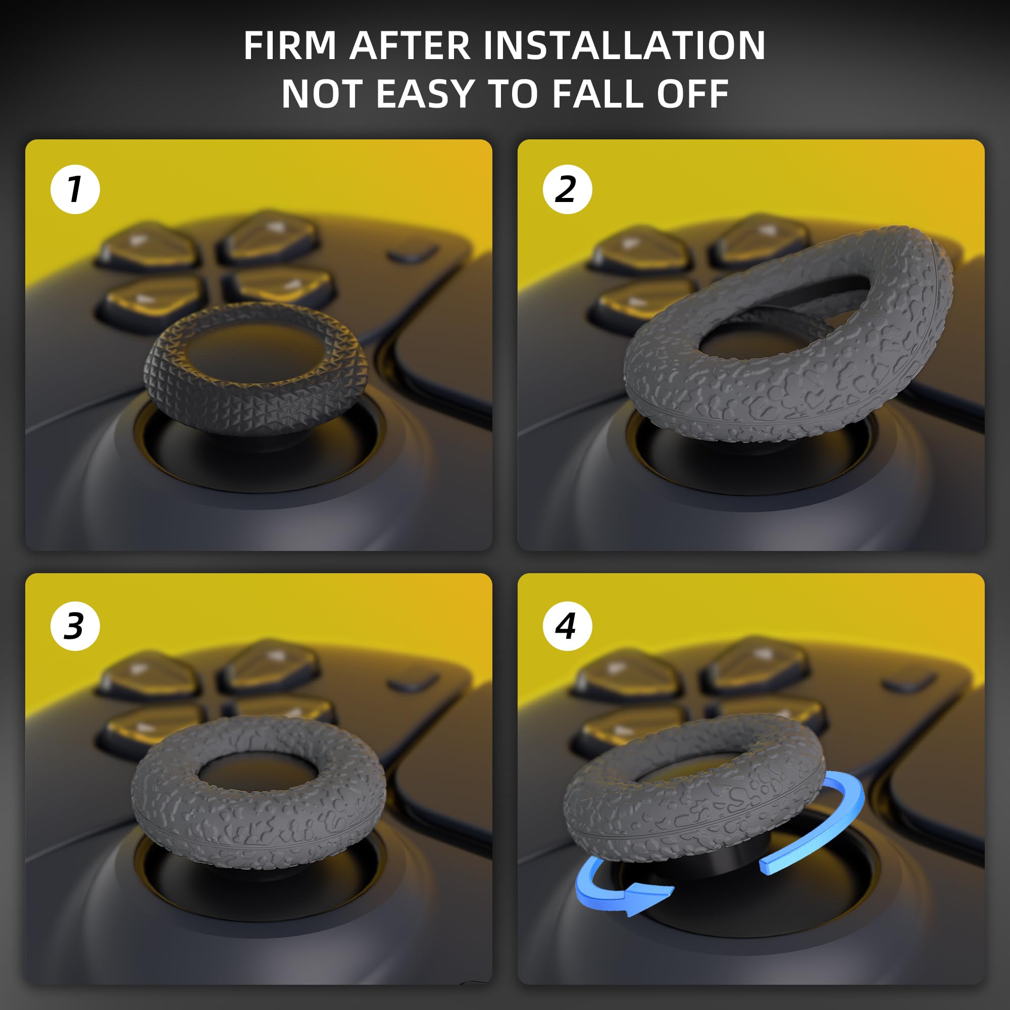 PlayVital Upgraded Silicone Precision Rings, Aim Assist Motion Control for ps5, ps4, Edge, Xbox Series X/S, Xbox One, Switch Pro Controller - Durable Anti-Slip Donut Thumbstick Rings, Gray/Black/White