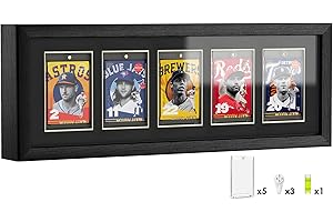 EFUNNY Baseball Card Display Case, Wall Mount Trading Card Display Frame for 5 Standard Cards with UV Protection Magnetic Card Holder, Sports Display Cases for Football Basketball Hockey Card Collection