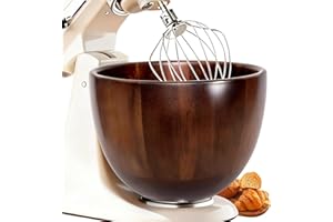 JSSTEM Premium Wood Bowl for KitchenAid 4.5 & 5 QT Tilt-Head Stand Mixer, Solid Acacia Wooden Mixing Bowl Replacement with St