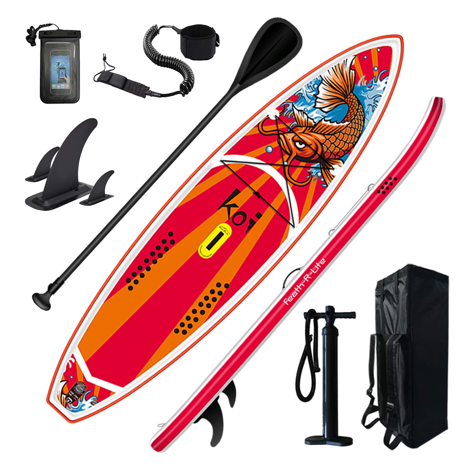 FEATH-R-LITE Inflatable Stand Up Paddle Board 11'6'' × 34'' × 6'' for Youth & Adult with Inflatable SUP Board, Non-Slip Deck, Travel Backpack, Adj Paddle, Pump, Leash, Water Proof Bag