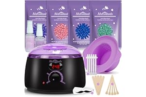MAROMAMIX Waxing Kit -Digital Wax Warmer Machine for Hair Removal with 4 Packs of Hard Wax Beads & Silicone Pot for Full Body, Legs, Face, Eyebrows, Bikini, Brazilian at Home Waxing Kit for Women Men