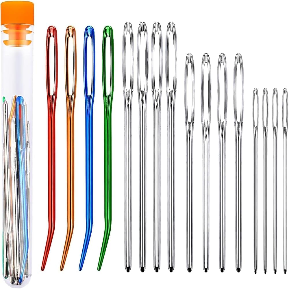 Kjzeex 16 PCS Large Eye Blunt Darning Needles for Wool Crochet Tapestry Sewing