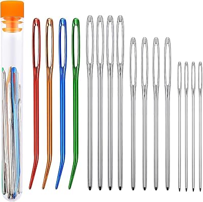 Kjzeex 16 PCS Large Eye Blunt Darning Needles for Wool Crochet Tapestry Sewing