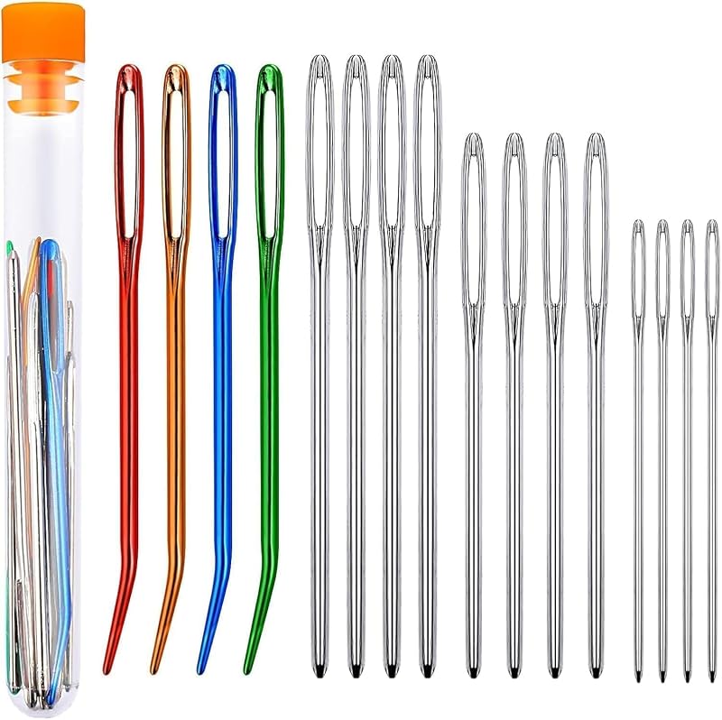 Kjzeex 16 PCS Large Eye Blunt Darning Needles for Wool Crochet Tapestry Sewing