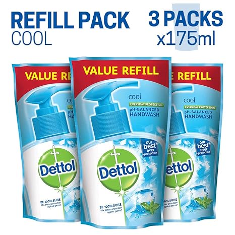 Dettol Germ Protection Handwash Refill - 175 ml (Cool, Pack of 3)