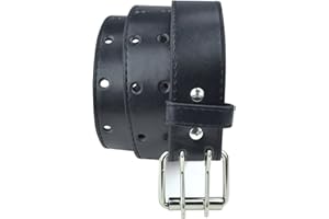 BELLE DONNE Kids 2 Holes Belt Double Prong Buckle PU Leather Glittery