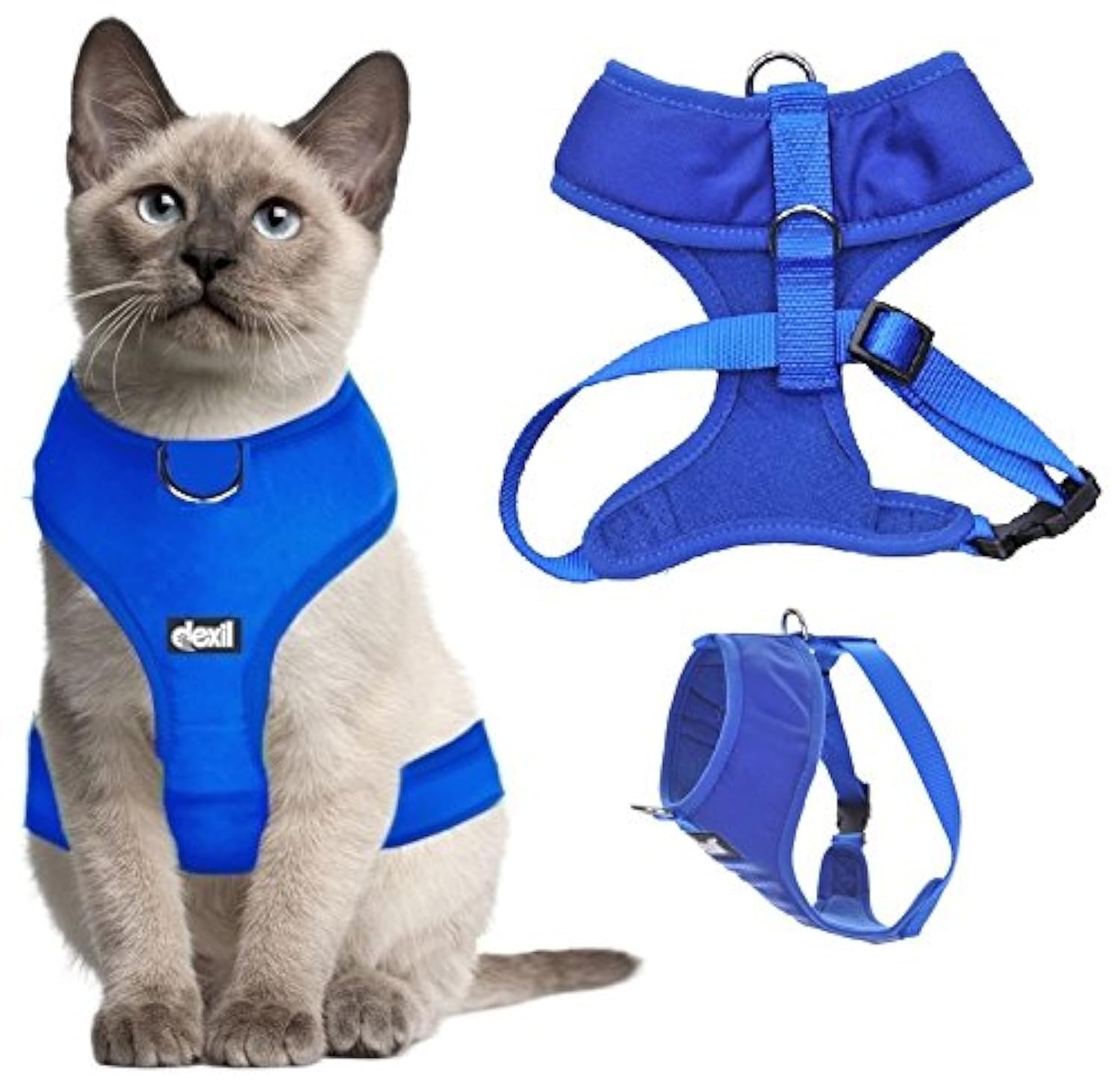 Dexil Luxury Cat Harness Padded and Water Resistant (Blue S-M)