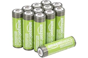 Amazon Basics 12-Pack Rechargeable AA NiMH High-Capacity Batteries, 2400 mAh, 1.2V, Recharge up to 400x Times, Pre-Charged