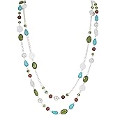 Bocar Long Necklaces for Women Trendy, Boho Layered Crystal Beaded Collar Necklaces for Women, Fashion Statement Necklaces Jewelry