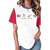 Puerto Rico Embroidery Shirt Women Puerto Rico Flag Graphic Tees Boricua Shirts Puerto Rican Pride Short Sleeve Tops