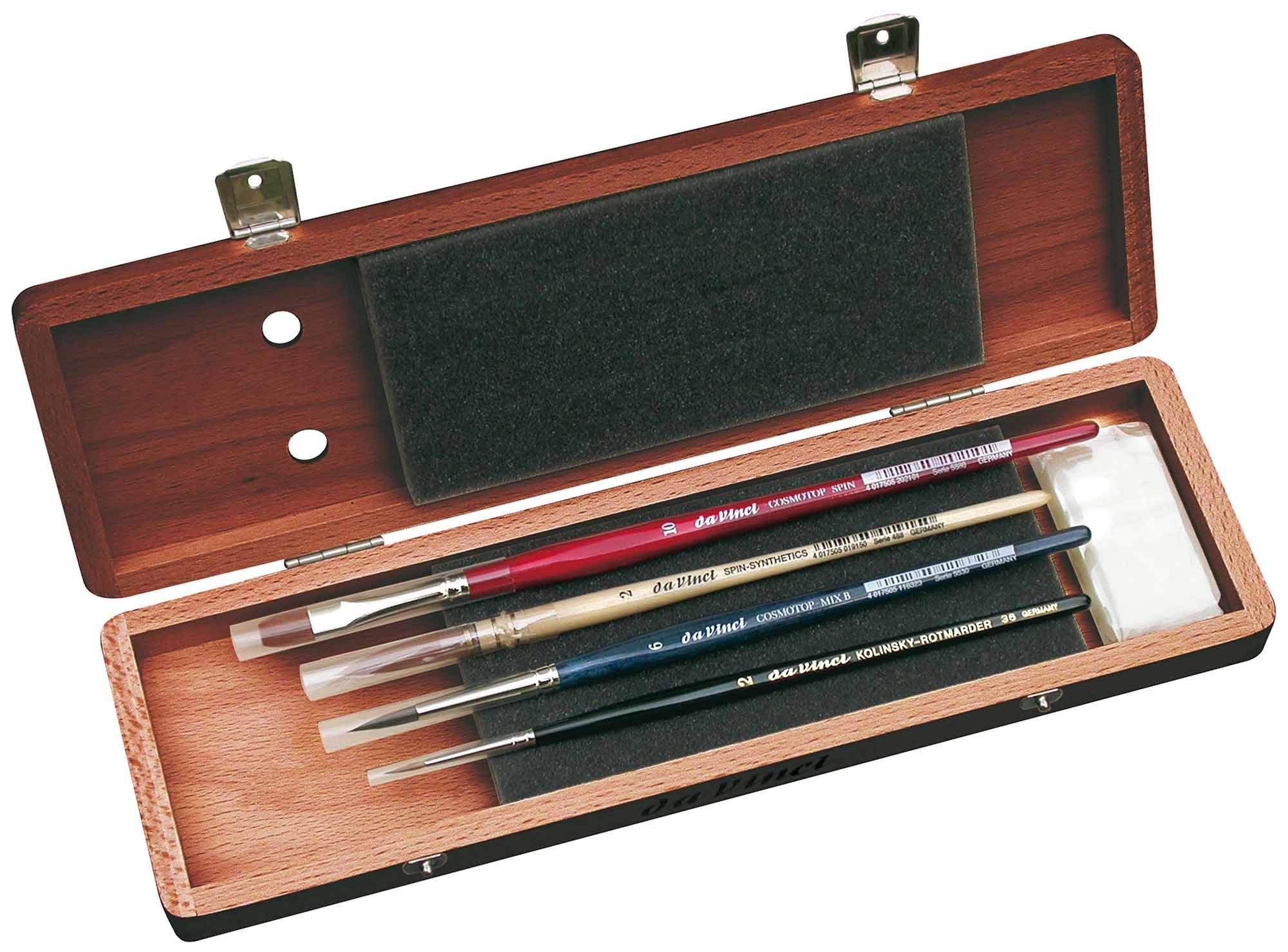 DA VINCI 5280 Series Water Colour Brush Set, Wood, Brown, Black/Red, 30 x 30 x 30 cm