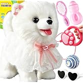 Marsjoy Samoyed Walking Dog Toy for Kids Singing Talking Puppy Barks Robot | Interactive Repeats What You Say Toy with Leash Moving Electric Licking Tongue Remote Control Birthday Gifts for Girls Boys