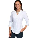 Scully Women's Black Floral 3/4 Sleeve Blouse XS