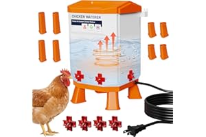Nexum Heated Chicken Waterer - 2 Gallon Winter-Proof Poultry Drinker with Nipples and Stand, Auto Thermostat for Chickens, Ducks & Quail - Freeze-Resistant, Easy Fill (Orange, 3 Gallon)