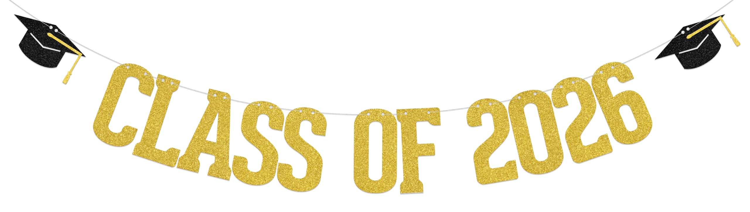 ZCXVC Class of 2026 Banner Congrats Grad Decor 2026 Graduation Party Decorations Gold Glitter