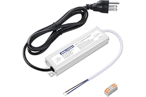 Karyoosi LED Driver 60 Watts Waterproof IP67, 12V DC Power Supply 5A, Power Transformer 120V AC to 12V DC Converter, with 3-Prong Plug and 4.9 Feet Cable - Ideal Power Supply for LED Strips and Lights