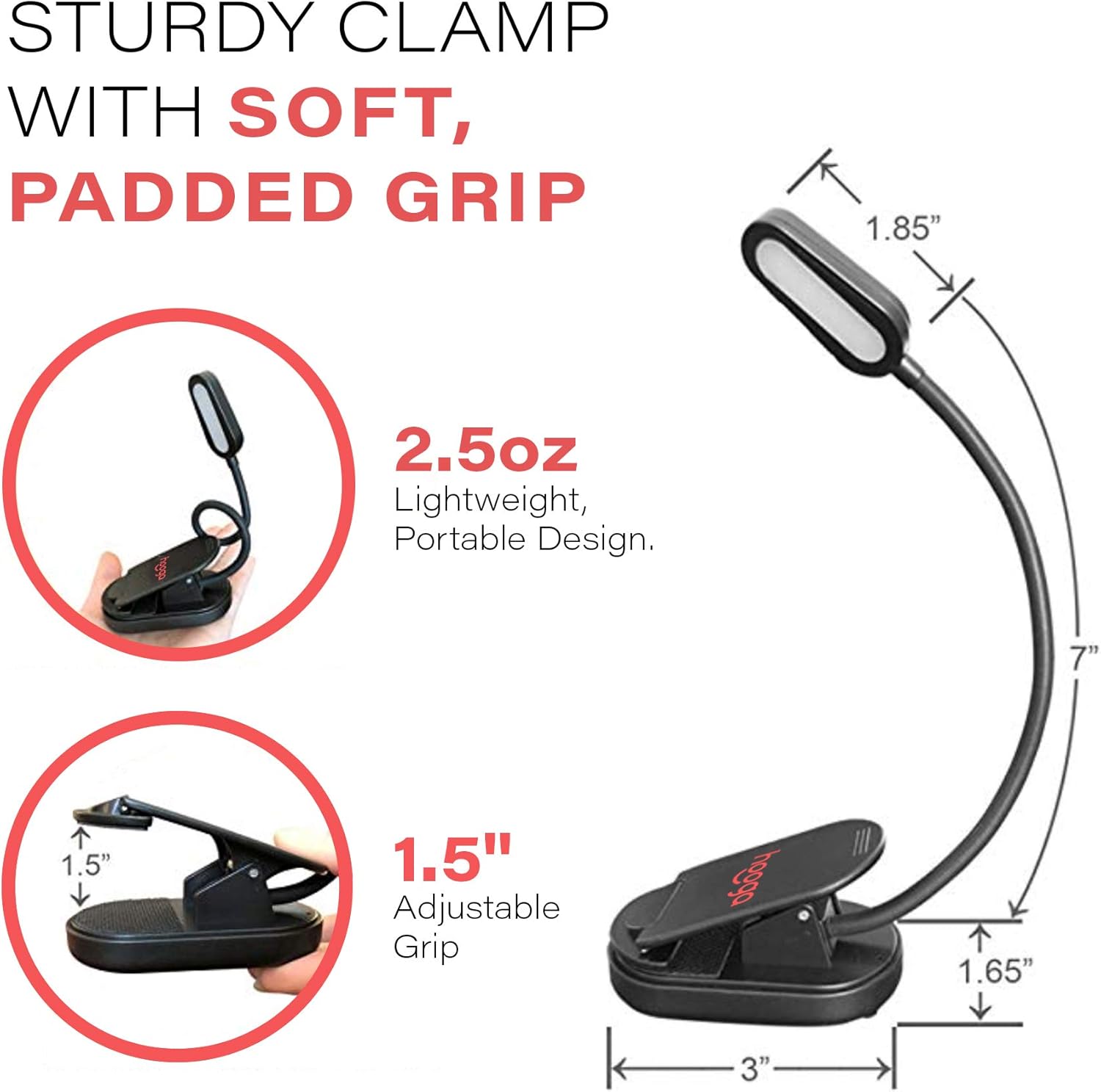 Book Light, Rechargeable Amber Blue Light Blocking Clip-On LED Reading Light by Hooga. 3 Brightness. 1600K. Sleep Aid Eye Care Light for Strain-Free Eyes. Great Gift for Students, Kids, Book Lovers.: Home Improvement