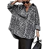 utcoco Womens Fashion Leopard Print Casual Jackets Button Down Shacket Outerwear Fall Outfits for Women 2025