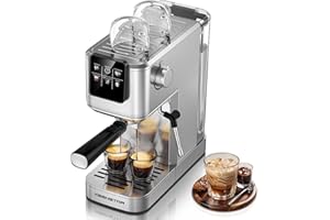 KEENSTAR 20Bar Espresso Machine with Rapid Cold Brew, Hot & Iced Coffee Makers, Stainless Steel Espresso Maker with Milk Frother Steam Wand, Touch Screen with Water Tank for Latte, Cappuccino, Gift