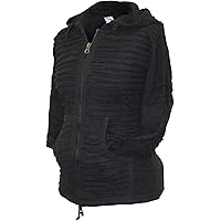 Women's Stone Washed Slashed Razor Cut Hoodie, Black