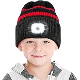 YunTuo LED Beanie for Kids, Unisex Rechargeable Headlamp Hat Winter Night Lighted Cap, Gifts for Kids Boys Girls
