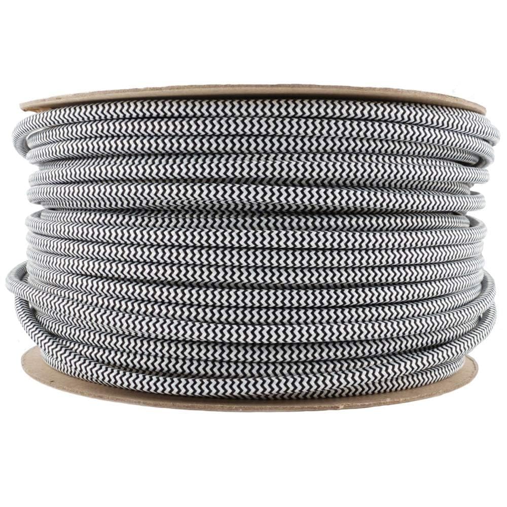 32.8ft Vintage 10m 2 conductors Fabric Flexible Lamp Round Cord, Vintage Textile Cloth Covered Wire, 2 Core Braided Cable Fabric Cloth Covered Electrical Wire Textile for Lighting DIY Projects — image 1