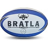 Bratla Pro Training Rugby Ball &ndash; Hand Sewn Professional Rugby Practice Ball with 3-Ply Fabric Backing, Long Lasting Grip &ndash; Size 5 &amp; Size 4 &ndash; Ideal for Training, Match Prep, Clubs &amp; Schools