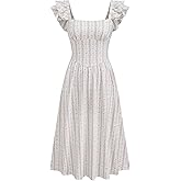 CIDER Floral Print Midi Dress Cap Sleeve Women's Summer Ruffle Sleeve Casual Dresses