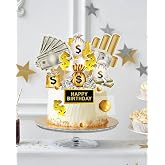 GIFTODAY 10PCS Money Theme Cupcake Toppers &ndash; Happy Birthday Dollar Bill Sign Cake Decorations for Party, Wedding, Baby Shower &amp; Holiday Celebrations Halloween Thanksgiving Christmas Decor