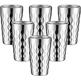 AGH 6 Pack Stainless Steel Kids Cups, 12oz Double Layer Insulated Metal Drinking Cups for Camping, Parties & Outdoors (Bright Silver)