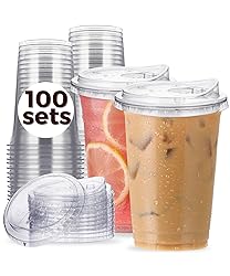 100 Pack 20 oz Clear Plastic Cups with