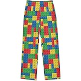 FLildon Boy's Pajama Pants 6-14 Years Elastic Waist Lounge Pajama Pants, Building Blocks