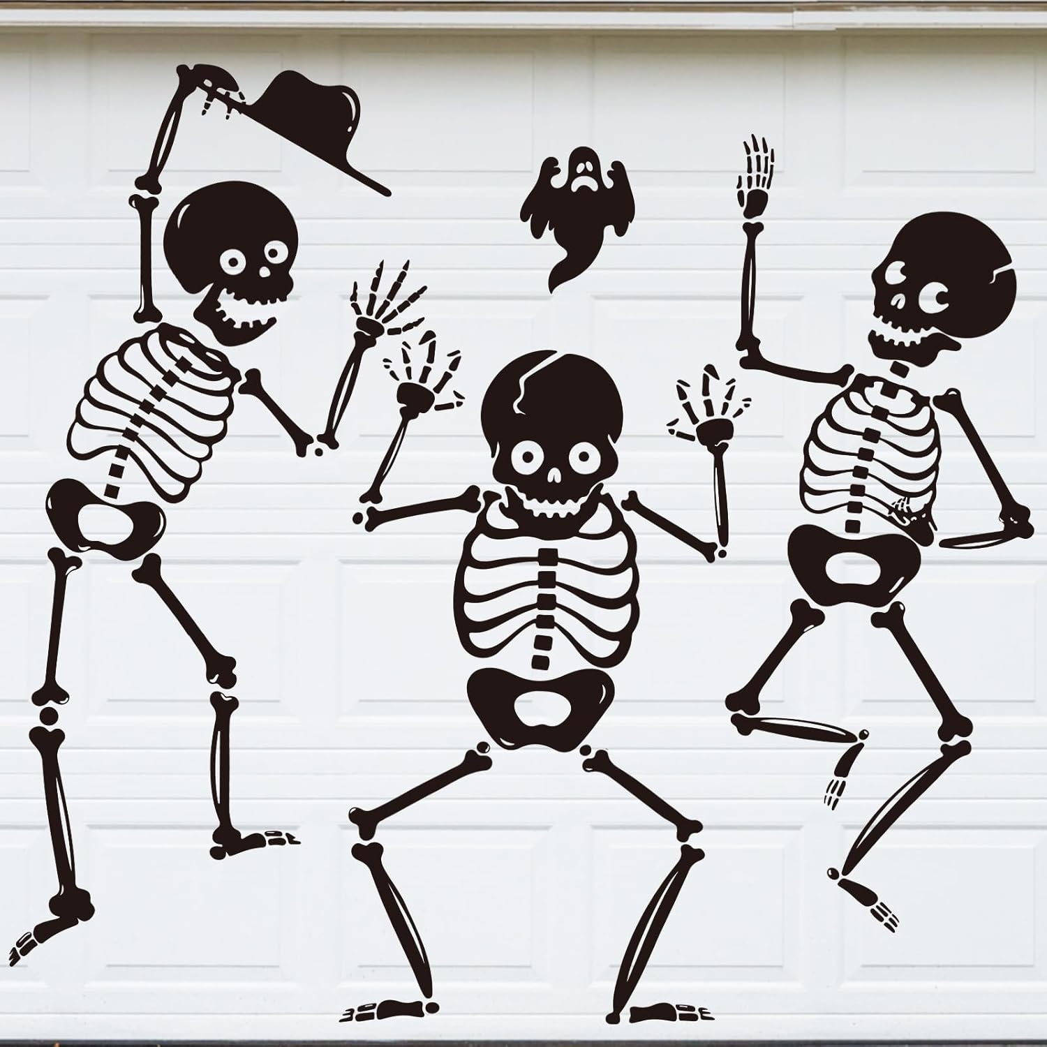 Garage Door Decorations - Whaline 40Pcs Halloween Garage Decoration Magnet Stickers Dancing Skeleton Garage Door Decals Scary Magnet Refrigerator Stickers for Halloween Party Home Car Garage Door Decorations