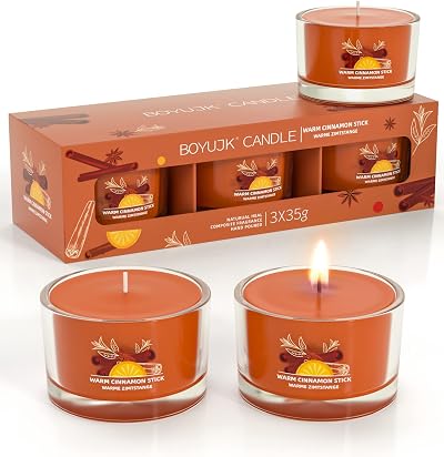BOYUJK Candles Gifts for Women 3 Scented Red Candles Warm Cinnamon Stick