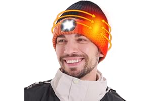 WOOMER Heated Hat with Led Light, Knit Heated Beanie with 5V 4000mAH Rechargeable Battery Gifts for Men and Women