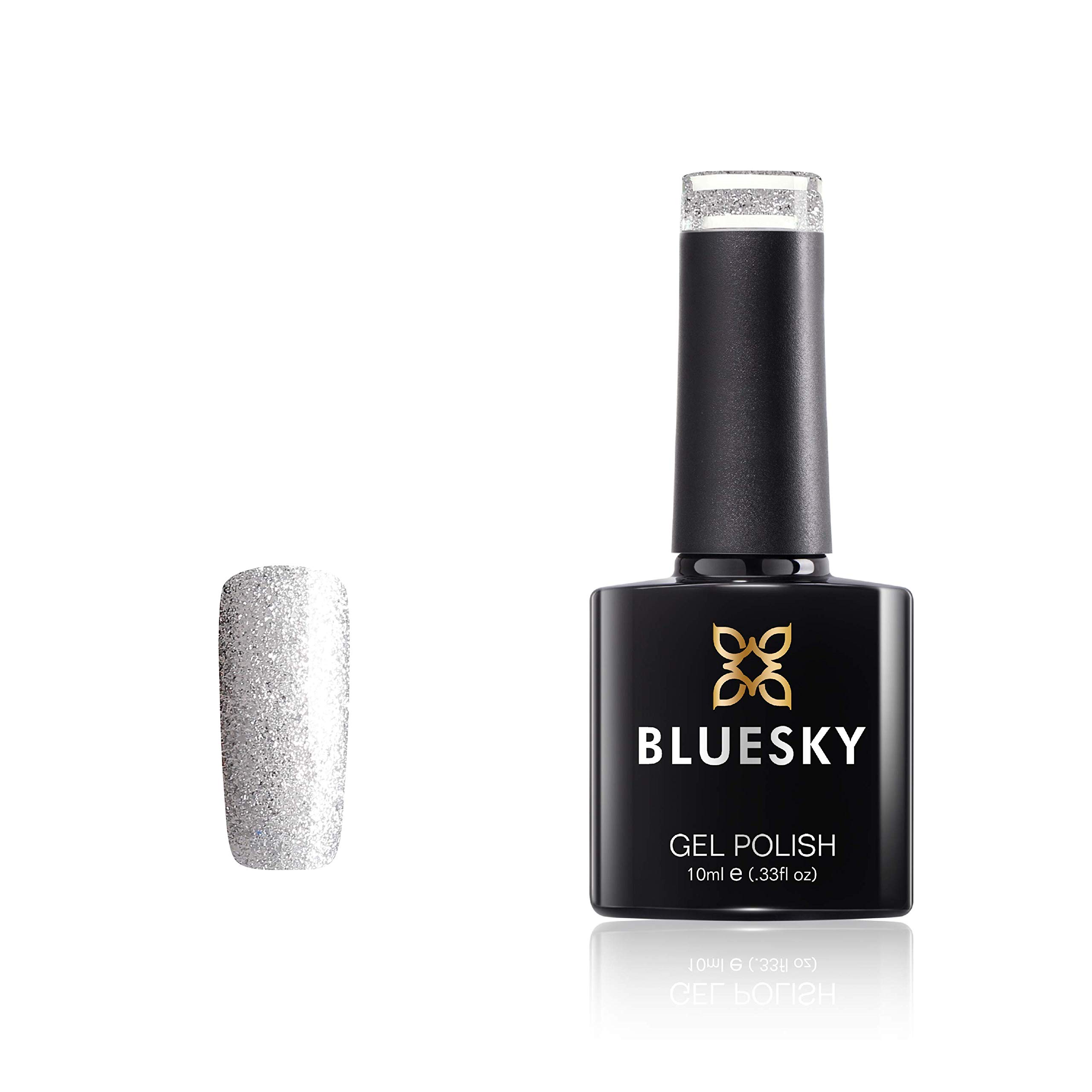 Bluesky Gel Nail Polish, Diamonds and Pearls Platinum 27, Silver Glitter, 10 ml Long Lasting, Chip Resistant, 10 ml (Requires Drying Under UV LED Lamp)