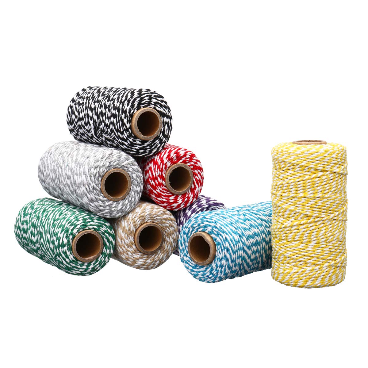 Binwat Macrame Cord Natual Macrame Cotton Cord DIY Craft Cord Spool Twine Rustic String Cotton Rope for Wall Hanging,Plant Hangers,Crafts,Knitting,Decorative Projects 2 mm x100yd (8 Colors)