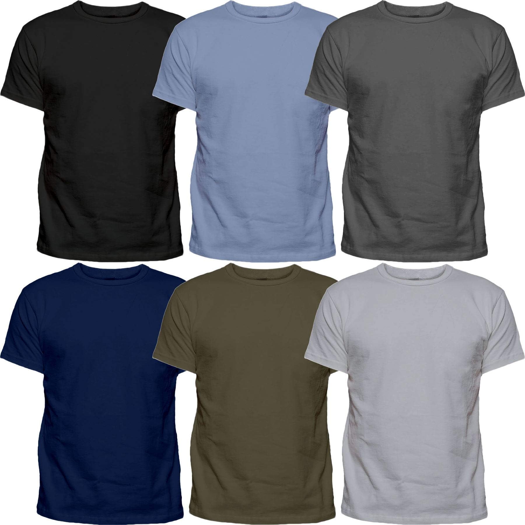 21Fashion 1 or 3 or 6 Pack Mens Plain 100% Cotton Blank Basic T Shirt Casual Top Assorted Multi Pack