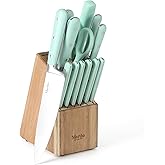 MARTHA STEWART Eastwalk 14 Piece High Carbon Stainless Steel Cutlery Knife Block Set w/ABS Triple Riveted Forged Handle Acaci