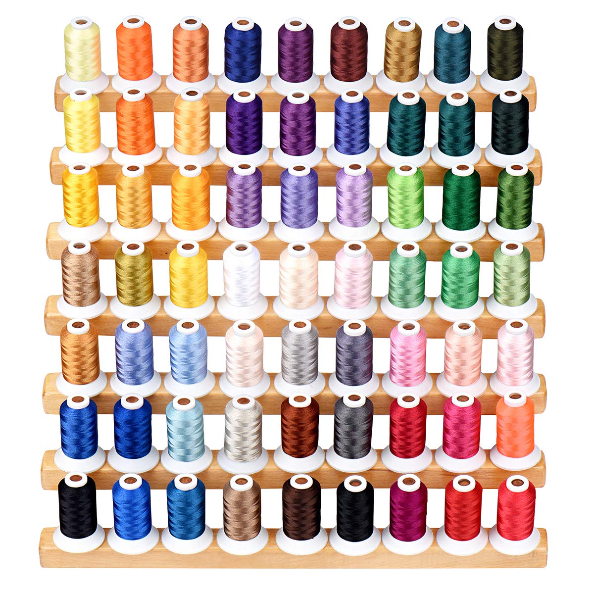 Simthread 63 Brother Colors Polyester Embroidery Machine Thread - 550 Yrds (500 Meters) Each, for Brother, Babylock, Bernette, Janome, Kenmore, Singer, W6 N 5000 Embroidery Machine