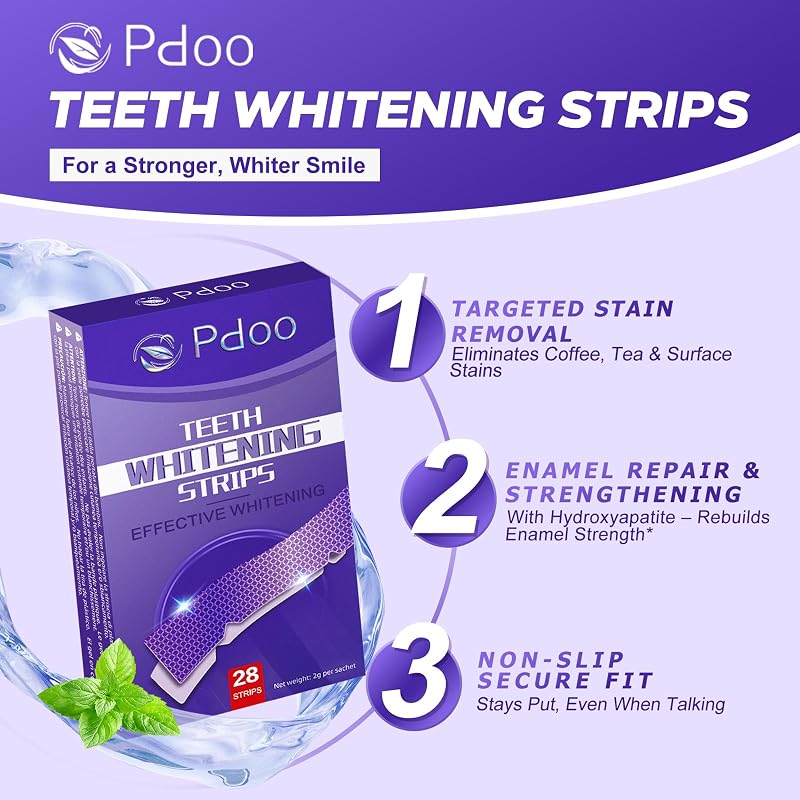Tiras Blanqueadoras Dientes Moradas - 28 Tiras | Kit Blanqueador Dental Profesional con Tecnología Púrpura Correctora de Color | Blanqueamiento Dental Seguro para el Esmalte y Resultados Rápidos — foto 3 de 8