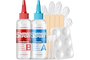 COCOMFIX [8.5 oz] 5 Minute Epoxy Clear, Fast-Curing Epoxy Glue, Easy to Use, Heavy-Duty Bonding Strength & Clear Repairs on Metal, Plastic, Wood, Ceramics, Glass, & More