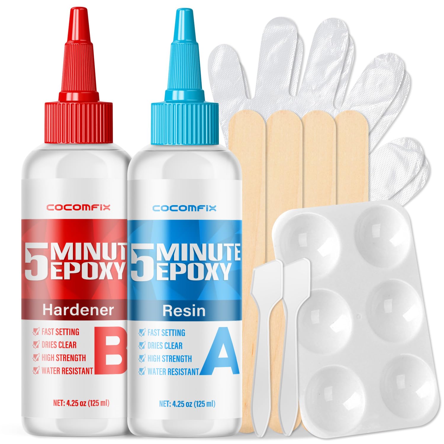 Photo 1 of [8.5 oz] 5 Minute Epoxy Clear, Fast-Curing Epoxy Glue, Easy to Use, Heavy-Duty Bonding Strength & Clear Repairs on Metal, Plastic, Wood, Ceramics, Glass, & More