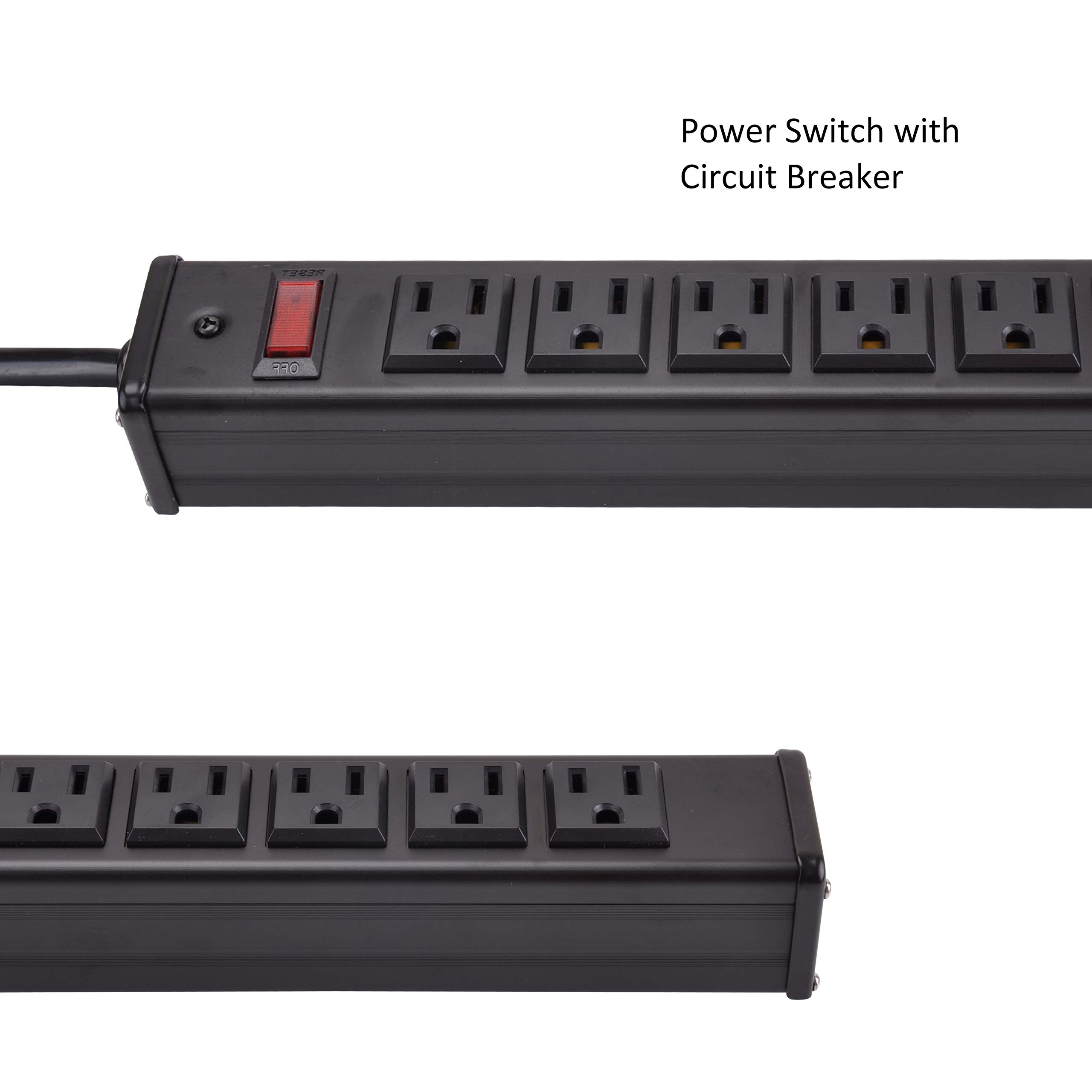 Bestten 24Outlet Heavy Duty Metal Power Strip with 15Foot Ultra Long
