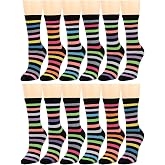 Falari 12 Pairs Women's Cotton Crew Socks Assorted Colors