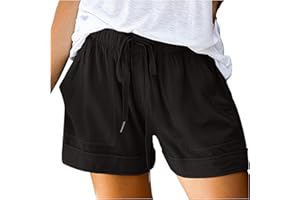 LRMQS Shorts for Women Trendy 2024 Casual Summer Drawstring Shorts with Pockets Beach Loose Elastic Waist Vacation Clothes
