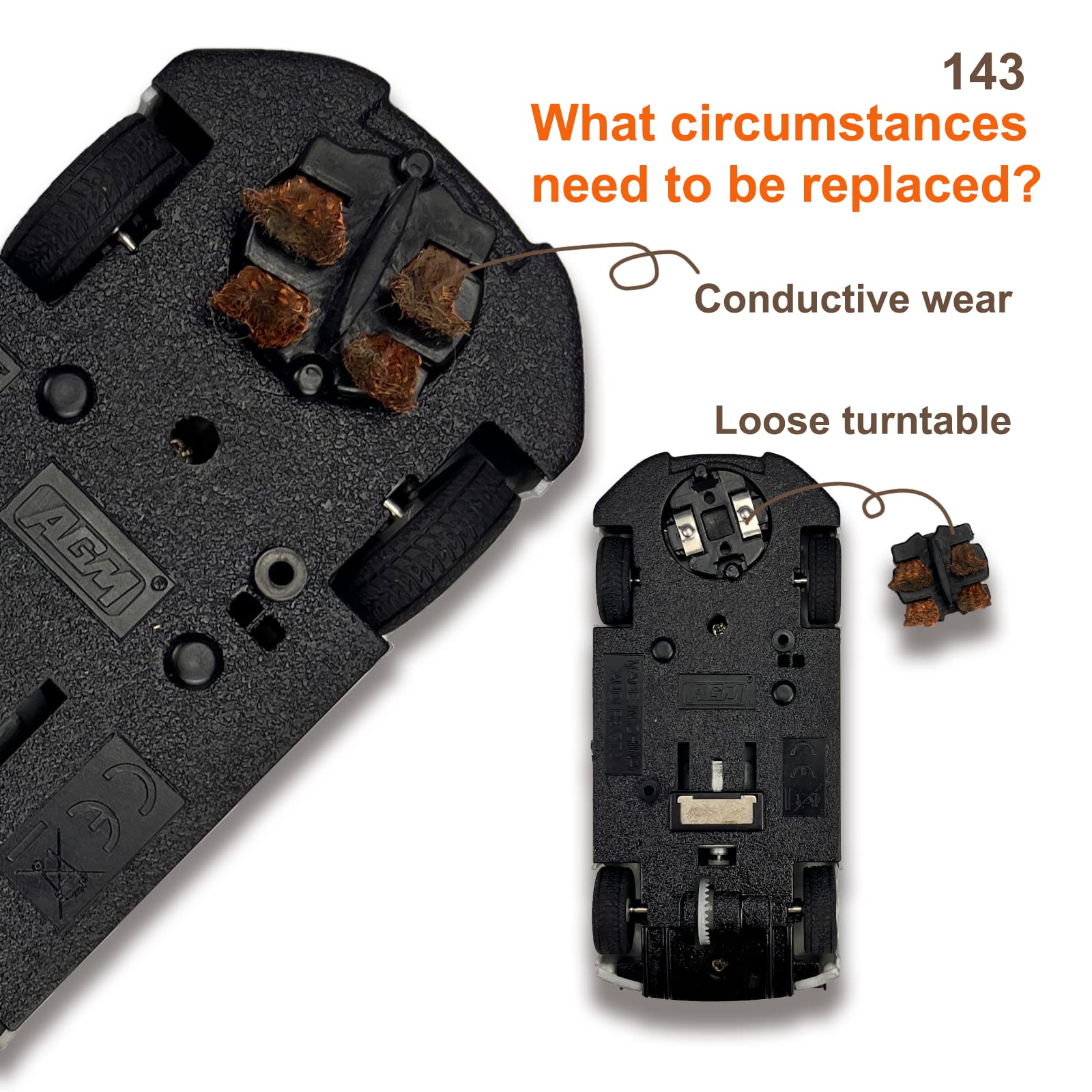AGM MASTECH Replacement Brushes with Guide Blade for 1:64 and 1:43 Slot Cars
