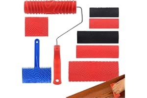 Wood Grain Roller, 8 Pieces Wood Graining Tool Set, Textured Paint Roller Soft Rubber, Natural Woodgrain Maker, for DIY Wall 