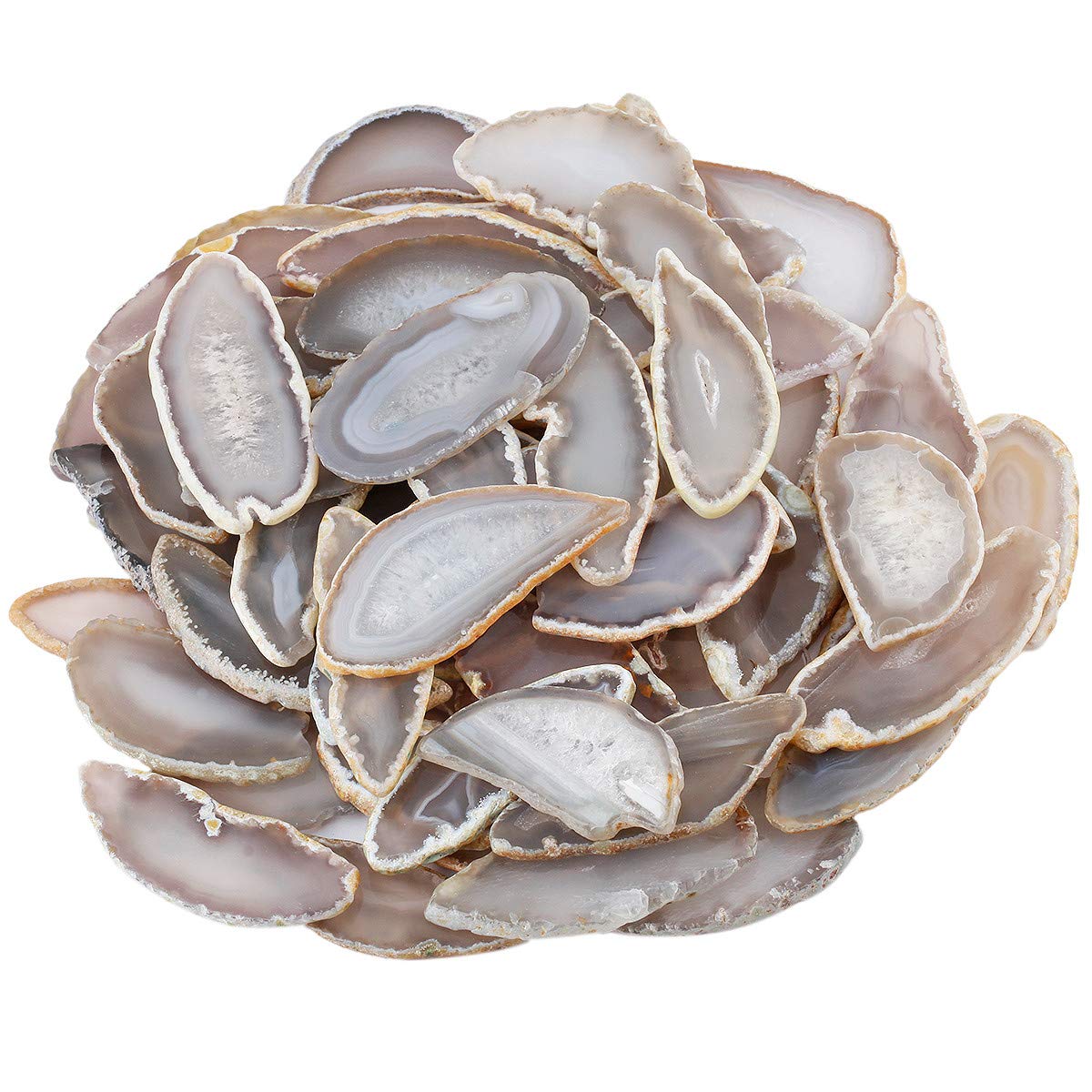 KYEYGWO 10 Pcs Polished Agate Geode Slices Stone for Home Decoration, Irregular Healing Crystals for Jewelry Making, Place Cards for Weddings