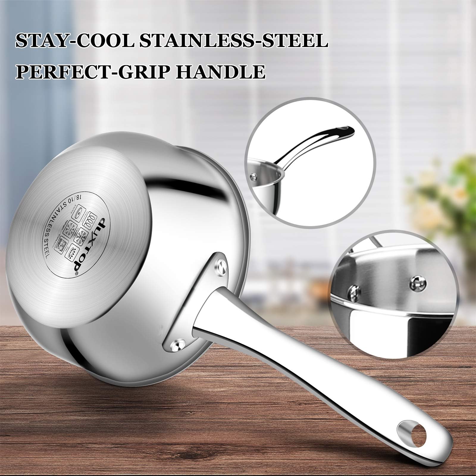 Duxtop Whole-Clad Tri-Ply Stainless Steel Saucepan with Lid, 1.6 Quart, Kitchen Induction Cookware